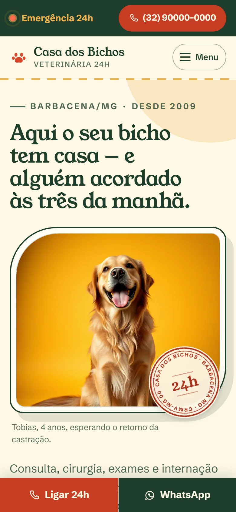 Site-exemplo de clínica veterinária